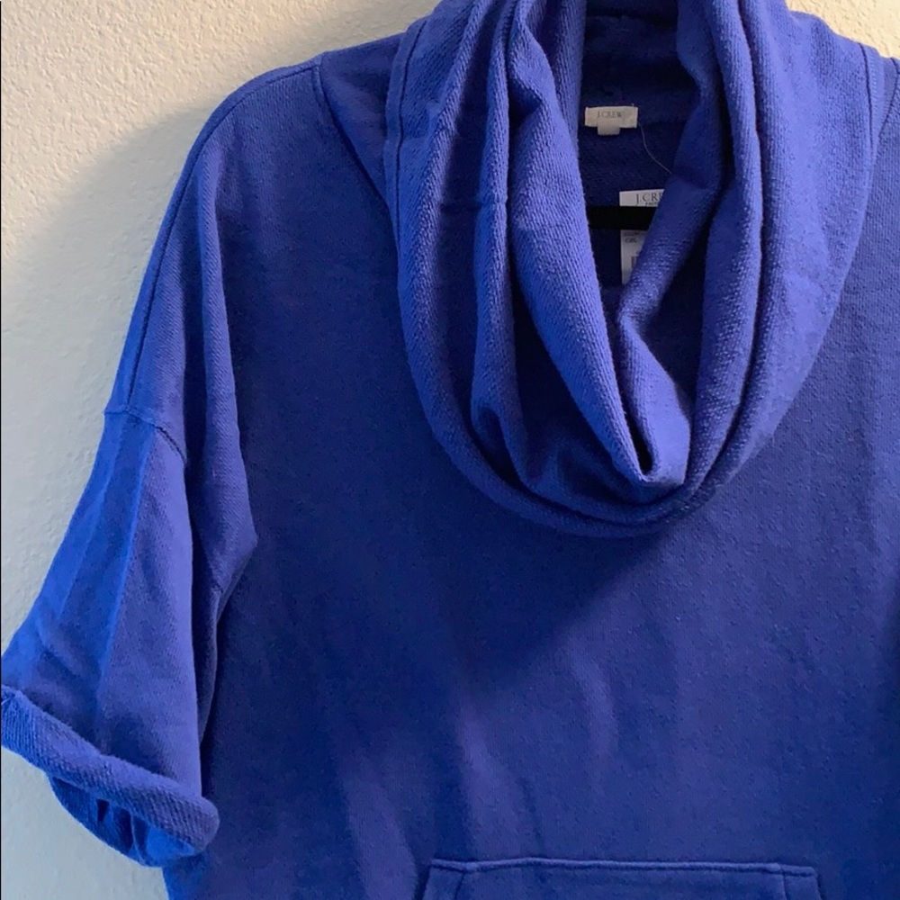 NWT J. Crew Factory Blue Cowl Neck SS Sweatshirt